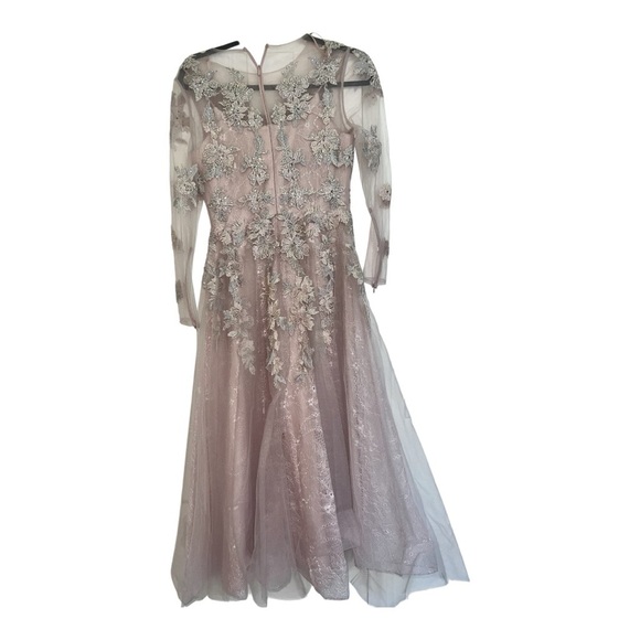 MAC DUGGAL Lace Tulle A Line Midi Dress in Vintage Lilac Size 6 Style 30681 NWT - Picture 13 of 14